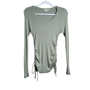 SUNDRY Shirred Seam Long Sleeve Top Sage Green Size 1 Small 4-6